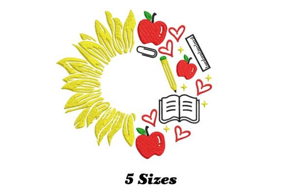 Apple Sunflower Back to School: A Whimsical Embroidery Design for Every Occasion