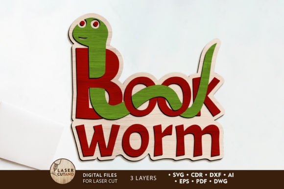 Book Worm School Laser Cut Template