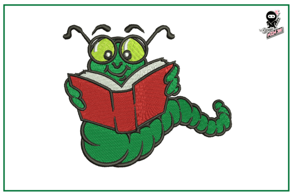 Caterpillar with a Book, Back to School: A Creative Embroidery Design for Every Occasion
