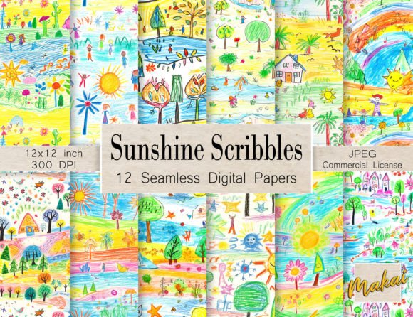 Child's Crayon Drawings Seamless Pattern: A Playful Design Resource for Creative Projects