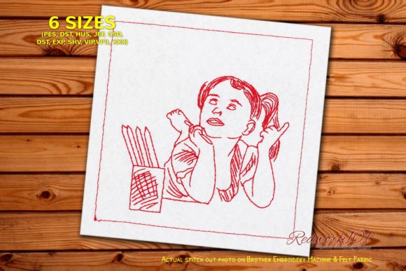 Girl Doing Homework Redwork Embroidery: A Timeless Art Form for Modern Creations
