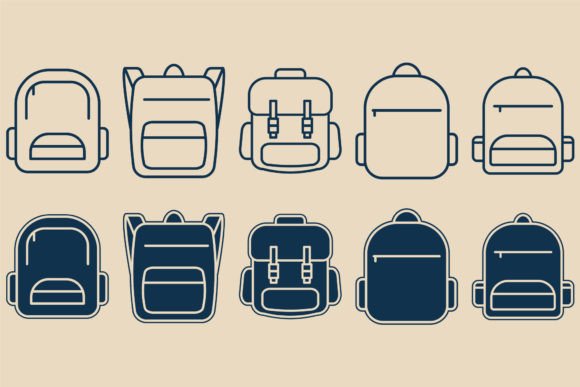 Set Backpack Icon Logo Minimalist Vector: A Versatile Design Asset for Modern Projects