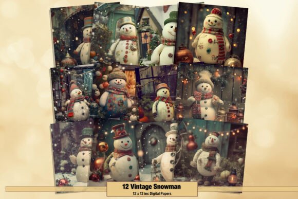 Vintage Snowman Christmas Digital Papers: A Timeless Addition to Your Holiday Crafting